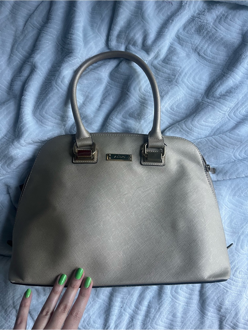 Structured Dome Satchel Handbag in Light Gold